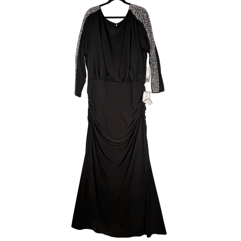 Betsy & Adam Gown Womens 20W New Embellished Ruched Evening Dress MSRP $279